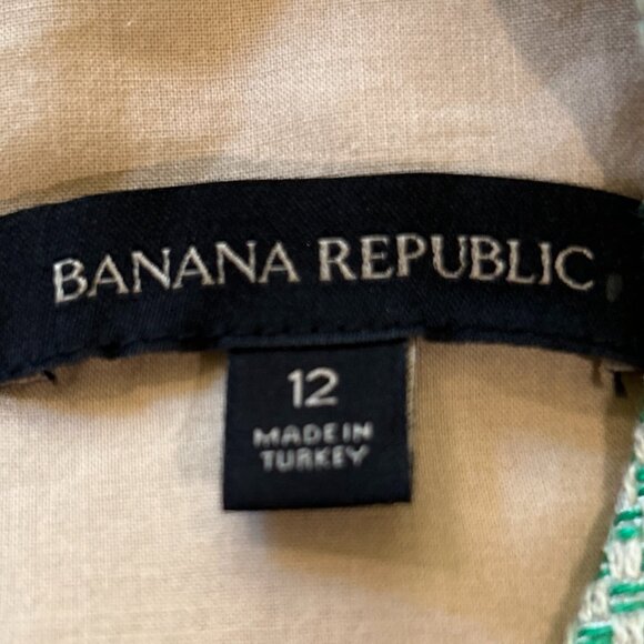 Banana Republic SZ 12 Green Linen Blend Dress Wardrobe Staple Career Dressy Mode - Picture 9 of 10